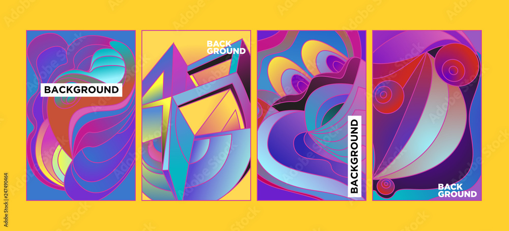 Aufkleber vector abstract 3d colorful gradient geometric curvy pattern background illustration. set of abstrac