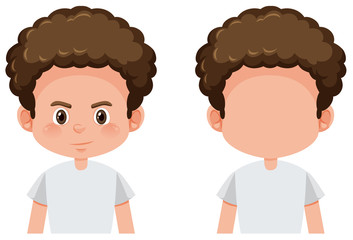 Set of curly boy character