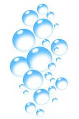 Bubbles background blue on white soap fizz