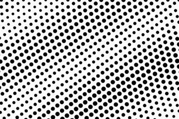 Black on white halftone vector texture. Diagonal dotted gradient. Oversized dotwork surface for vintage effect