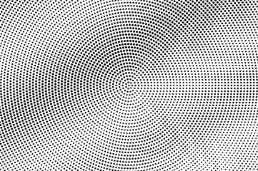 Black and white centered halftone vector texture. Digital pop art background. Smooth diagonal dotwork gradient