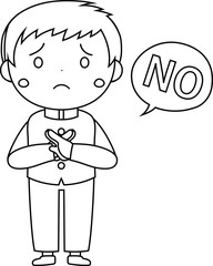 sprightly male students representing emotion outline