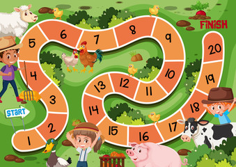 Naklejka premium Farm maze game template