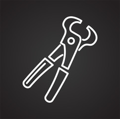 Tool pliers line icon on black background for graphic and web design, Modern simple vector sign. Internet concept. Trendy symbol for website design web button or mobile app