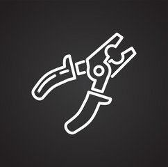Obraz premium Tool pliers line icon on black background for graphic and web design, Modern simple vector sign. Internet concept. Trendy symbol for website design web button or mobile app