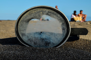 Diving Mask on the Sand Beach