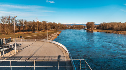 Beautiful winter view near Plattling-Isar-Bavaria-Germany