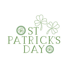 st patricks day label with clover and elf hat icons