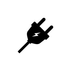 Electric Plug. Flat Vector Icon. Simple black symbol 