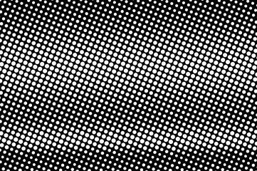 White dots on black background. Oversized halftone vector texture. Horizontal dotwork gradient for vintage effect