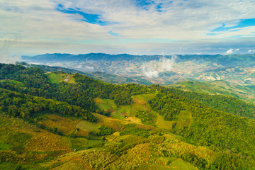 Fototapeta na wymiar Mountain green tropical forest aerial view