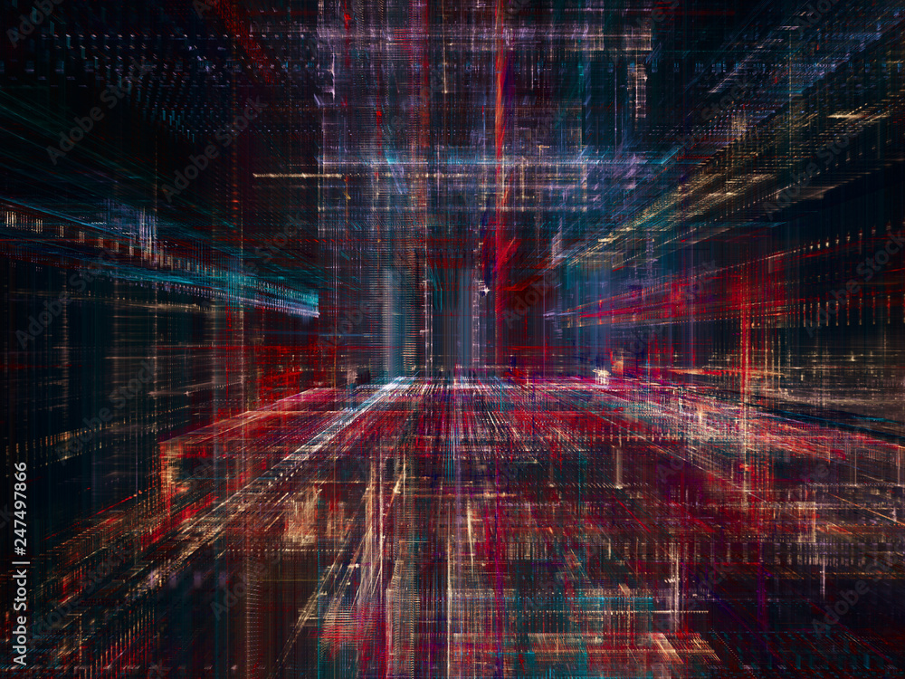 Poster abstract background. digital data visualization. 3d illustration based on fractal graphics.