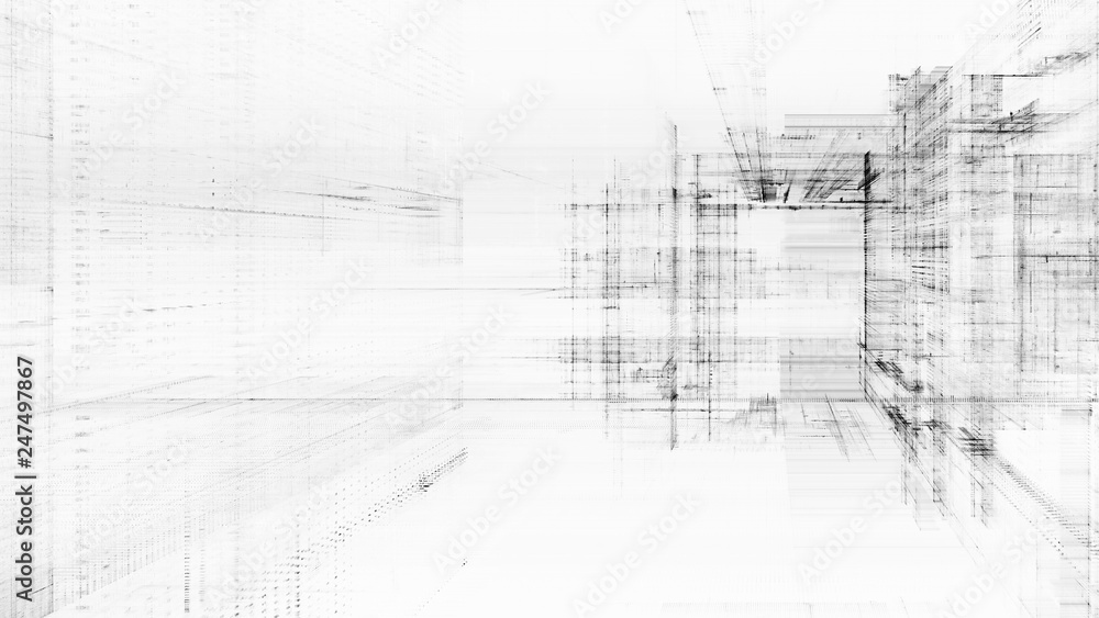 Poster abstract background. digital data visualization. 3d illustration based on fractal graphics.