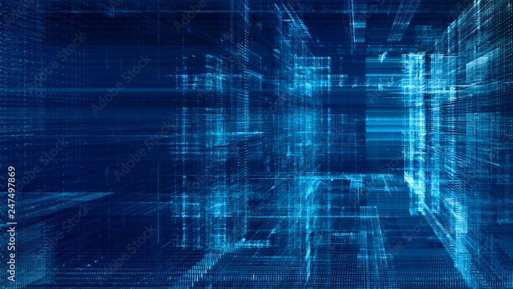 Aufkleber abstract background. digital data visualization. 3d illustration based on fractal graphics. blue ton