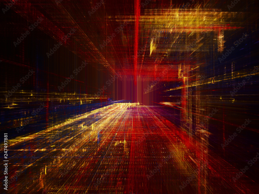 Poster abstract background. digital data visualization. 3d illustration based on fractal graphics.