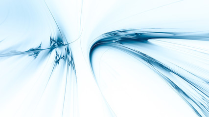 Abstract blue on white background texture. Dynamic curves ands blurs pattern. Detailed fractal graphics. Science and technology concept.