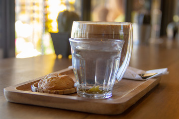 cup of coffee on wooden table