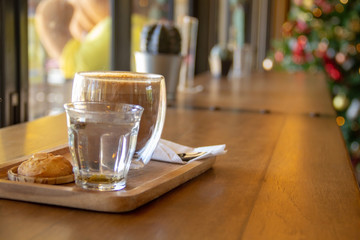 cup of coffee on table in cafe