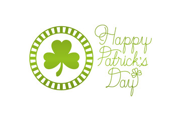 st patricks day label with clover and elf hat icons