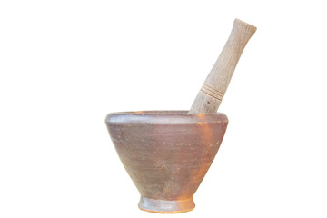 Mortar and pestle  on white background, isolate with clipping path