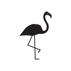 Vector flamingo silhouette. Vector standing black flamingo. Vector illustration.