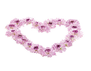 heart made of flowers isolated on white