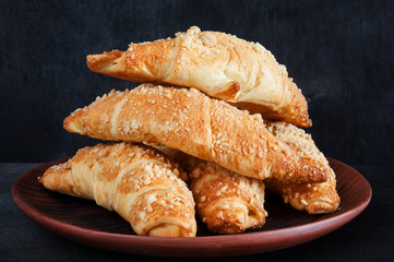 Croissants on plate.