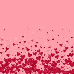 Red heart love confettis. Valentine's day gradient