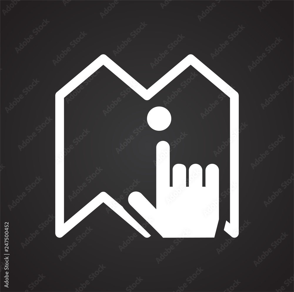 Poster navigation icon on black background for graphic and web design, modern simple vector sign. internet 