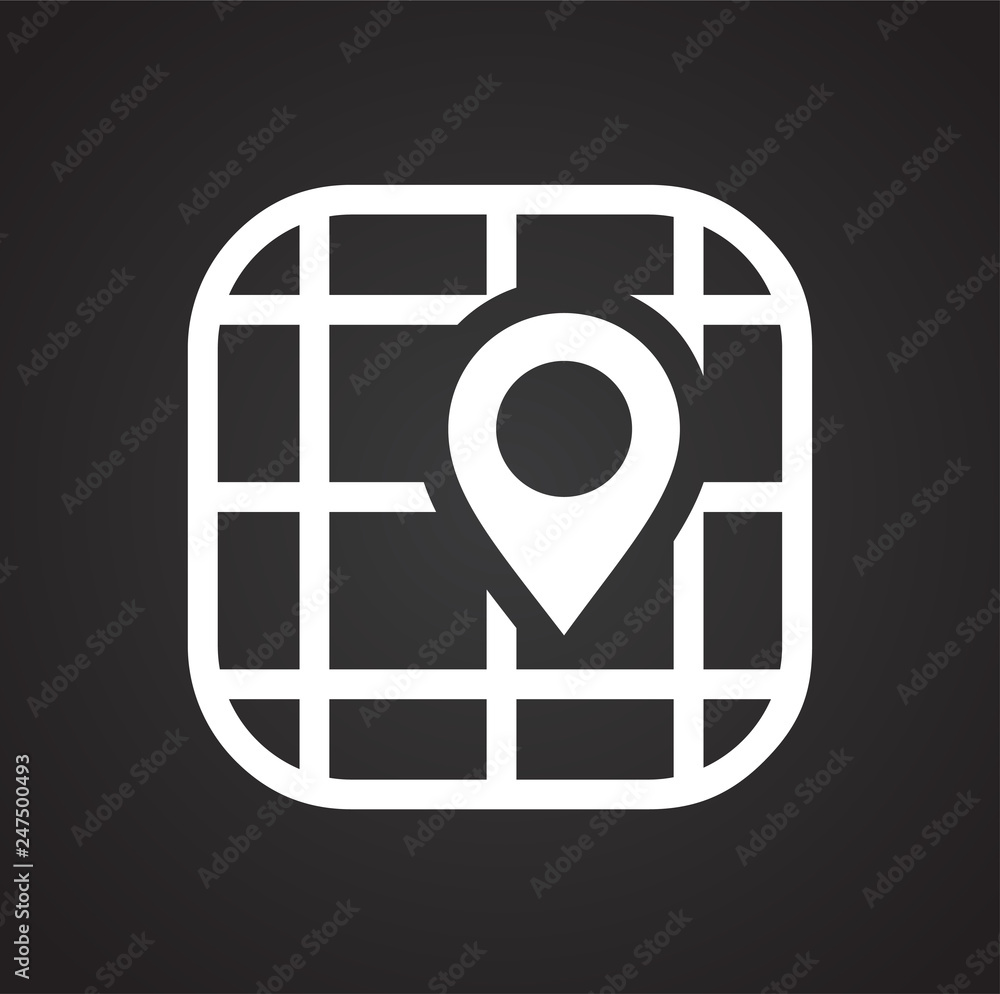 Poster navigation icon on black background for graphic and web design, modern simple vector sign. internet 