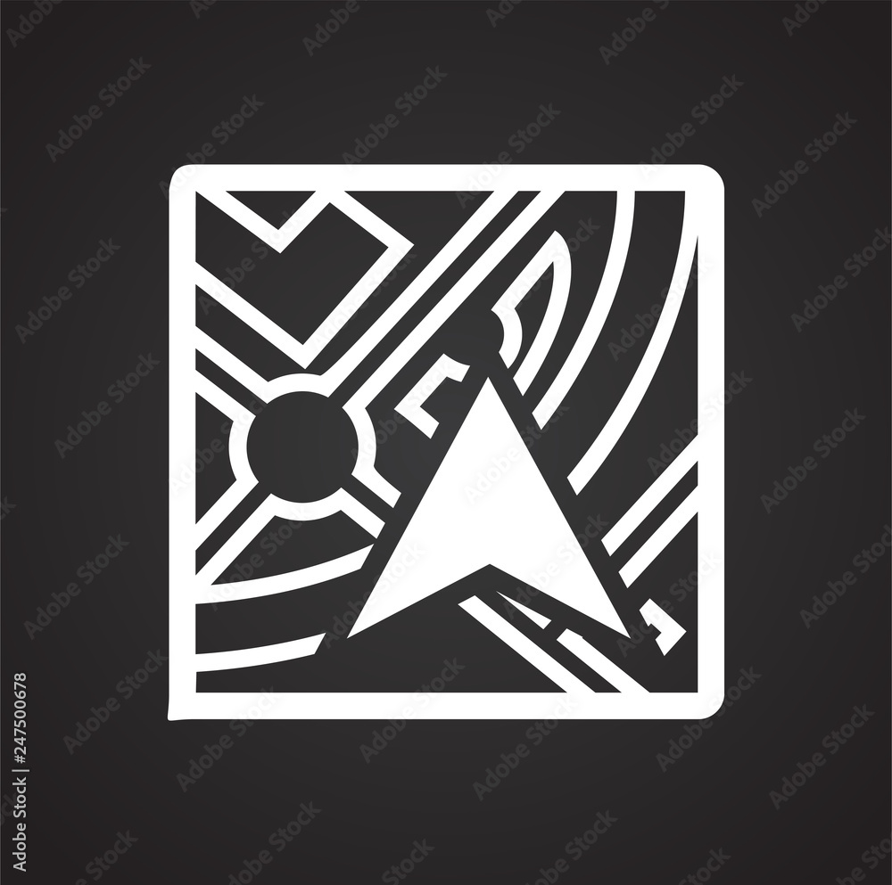 Poster navigation icon on black background for graphic and web design, modern simple vector sign. internet 