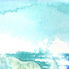 Abstract watercolor paper splash shapes isolated drawing. Illustration aquarelle for background.