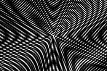 White dots on black background. Small halftone vector texture. Frequent dotwork gradient.