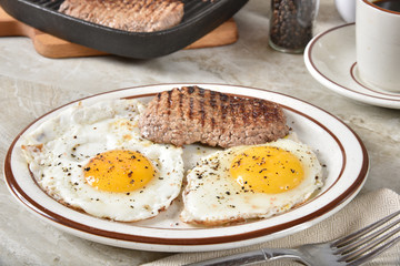Homemade steak and eggs