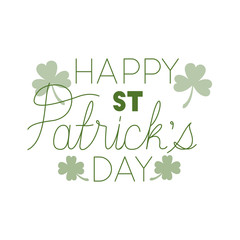 st patricks day label with clover and elf hat icons