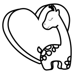 cute and little giraffe with heart character
