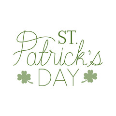 st patricks day label with clover and elf hat icons