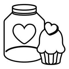 sweet cupcake with heart