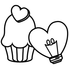 sweet cupcake with heart