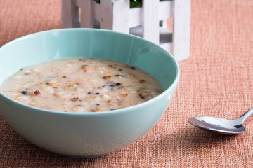 toasted mongo bean in rich creamy coconut milk also known as ginataang mongo