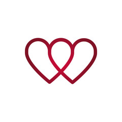 Loop from two hearts. Abstract vector symbol of love. Vector illustration isolated on white background.
