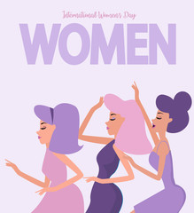 International women's day. Illustration with different women. Editable vector illustration
