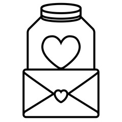 cute mason jar with love hearts and envelope
