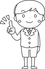 A serious male student expressing emotion outline