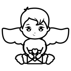 little cupid baby with love envelope