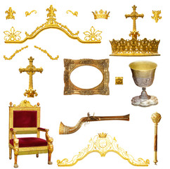 royal crown throne gold isolated