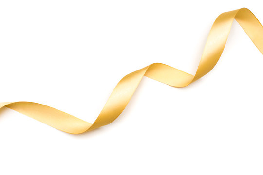 golden satin ribbon isolated on white background