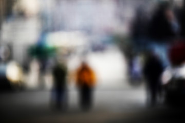 Abstraction. Blurred photos of the city, people, buildings.