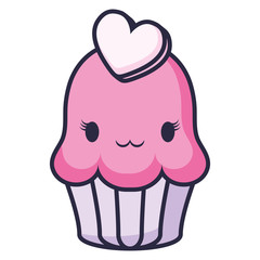 sweet cupcake kawaii character