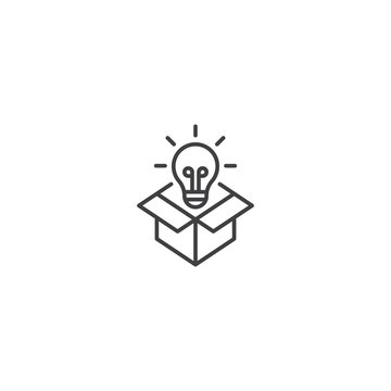 Think Out Of The Box, Creative Line Icon Vector